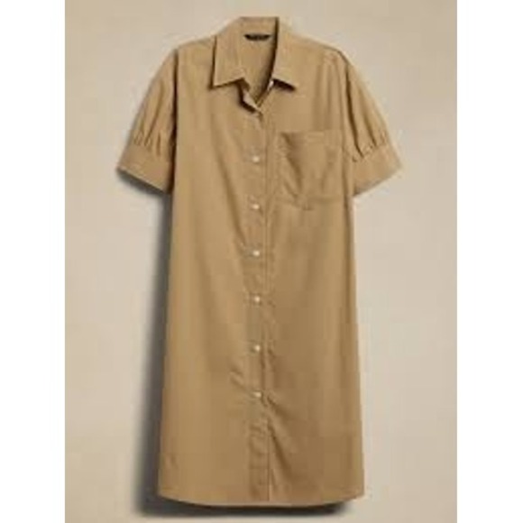 Banana Republic Dresses & Skirts - Banana Republic Shirt Dress Womens S Tan Short Sleeve Career Casual Classic